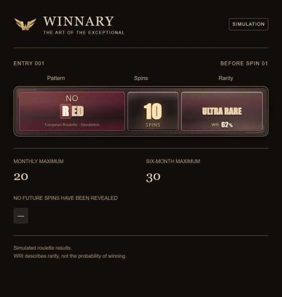 Winnary interface: simulated NO Red signal at Ultra Rare