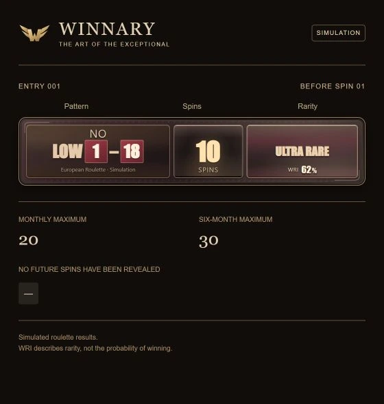 Winnary interface: simulated NO LOW 1–18 signal at Ultra Rare